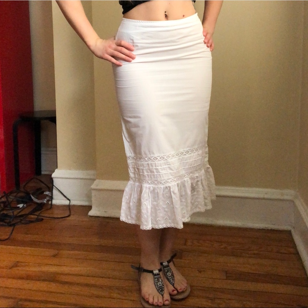 Light White Cotton Long Skirt